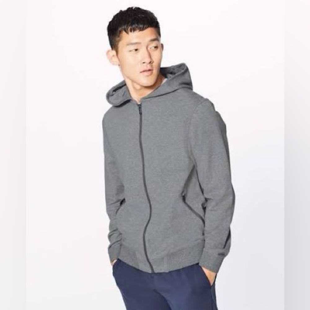 MEDIUM Lululemon Cross Cut Hoodie Heathered Medium Grey men’s zip-up hooded gray